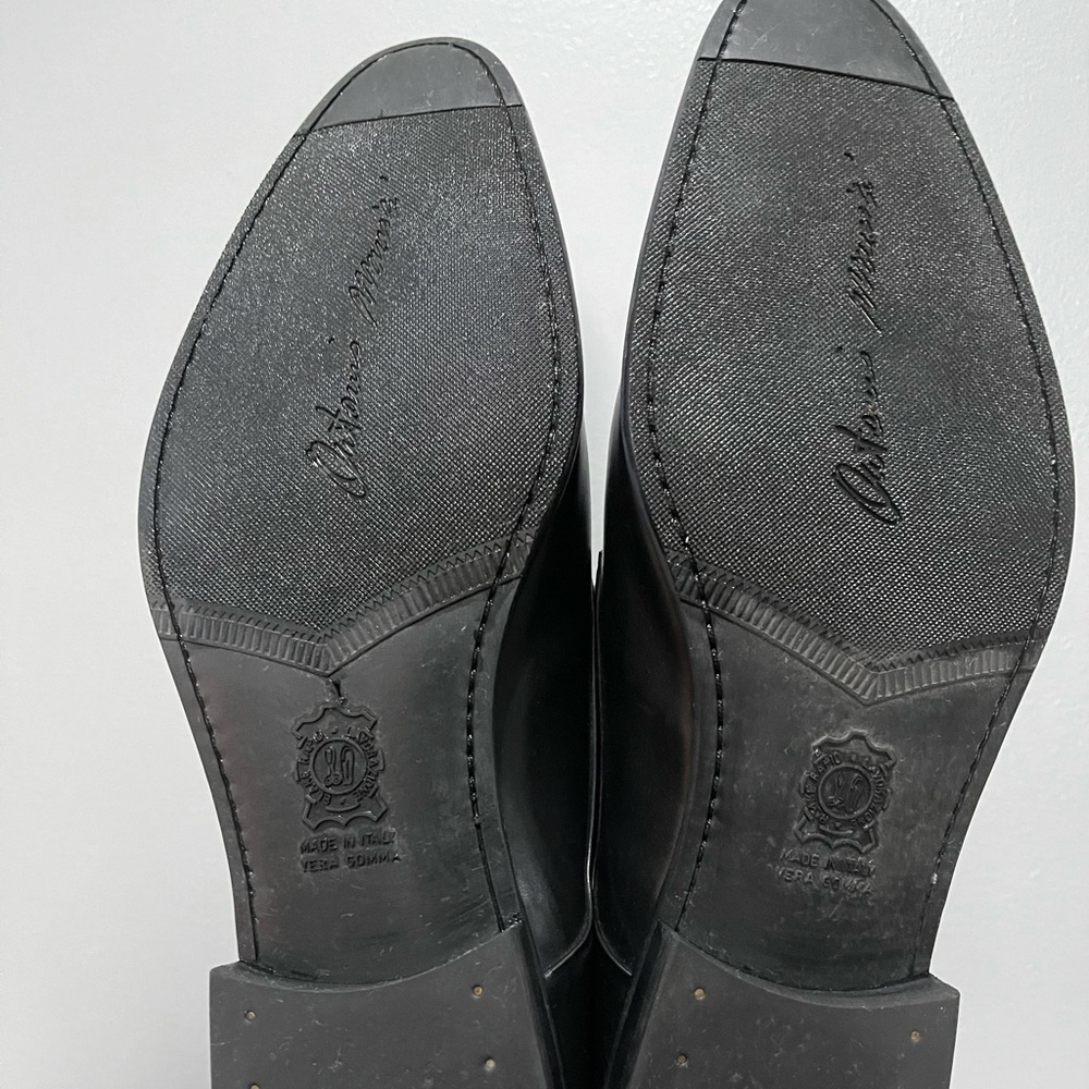 Antonio Maurizi Black leather Dress shoes. Sz 44 - Picture 3 of 11